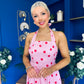 Adison Halterneck Midi Dress Red Polka Pink