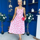 Adison Halterneck Midi Dress Red Polka Pink