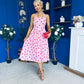 Adison Halterneck Midi Dress Red Polka Pink