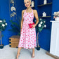Adison Halterneck Midi Dress Red Polka Pink