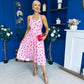 Adison Halterneck Midi Dress Red Polka Pink