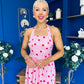 Adison Halterneck Midi Dress Red Polka Pink