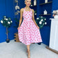Adison Halterneck Midi Dress Red Polka Pink