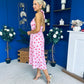 Adison Halterneck Midi Dress Red Polka Pink