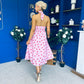 Adison Halterneck Midi Dress Red Polka Pink