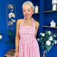 Adison Halterneck Midi Dress Coral Polka Peach