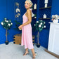 Adison Halterneck Midi Dress Coral Polka Peach