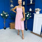 Adison Halterneck Midi Dress Coral Polka Peach