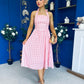 Adison Halterneck Midi Dress Coral Polka Peach