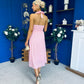 Adison Halterneck Midi Dress Coral Polka Peach