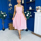 Adison Halterneck Midi Dress Coral Polka Peach