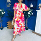Suzan Banded Midi Dress Printed Coral