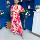 Suzan Banded Midi Dress Printed Coral