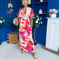Suzan Banded Midi Dress Printed Coral