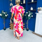 Suzan Banded Midi Dress Printed Coral