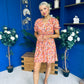 Laura Button Detail Mini Dress Floral Amber