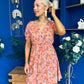 Laura Button Detail Mini Dress Floral Amber