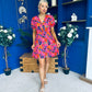 Laura Button Detail Mini Dress Floral Multi