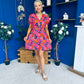 Laura Button Detail Mini Dress Floral Multi