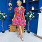 Laura Button Detail Mini Dress Floral Multi