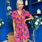 Laura Button Detail Mini Dress Floral Multi
