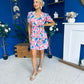 Laura Button Detail Mini Dress Floral Blue
