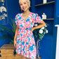 Laura Button Detail Mini Dress Floral Blue