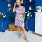 Laura Button Detail Mini Dress Floral Blue
