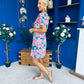 Laura Button Detail Mini Dress Floral Blue