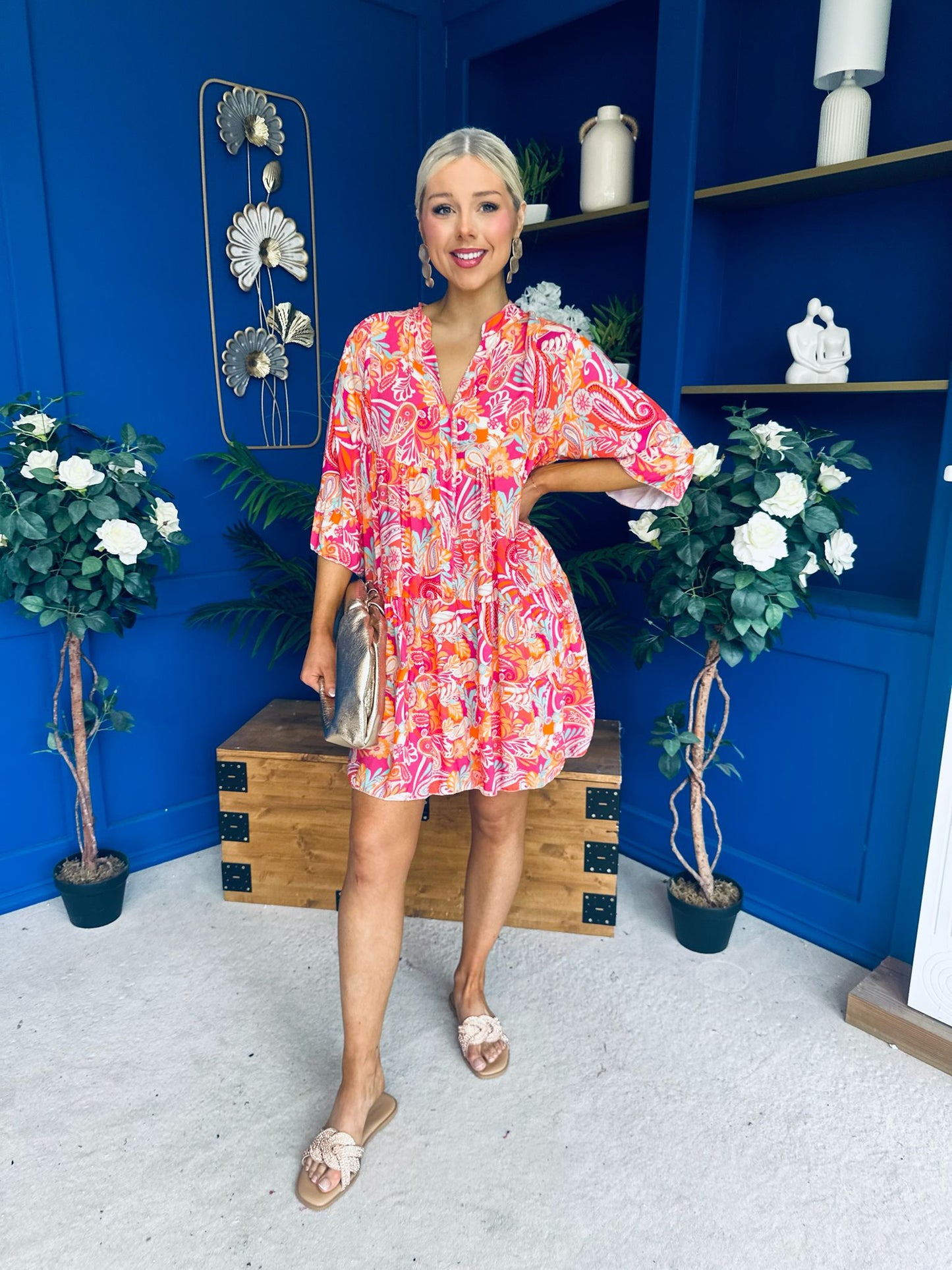 Amber Para Mini Dress Dress Printed Coral