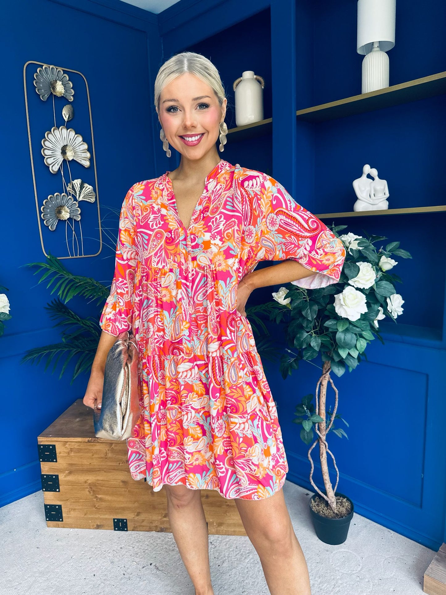 Amber Para Mini Dress Dress Printed Coral