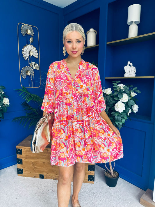 Amber Para Mini Dress Dress Printed Coral