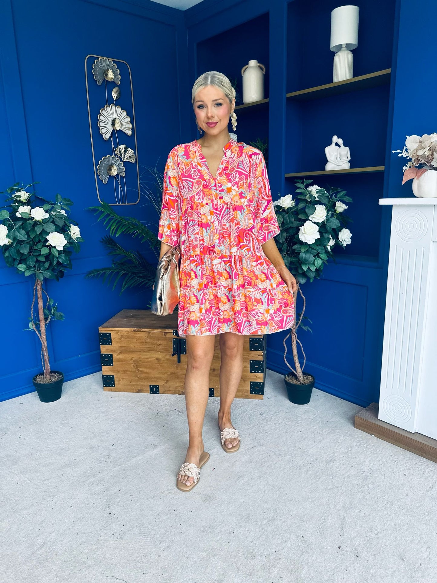 Amber Para Mini Dress Dress Printed Coral
