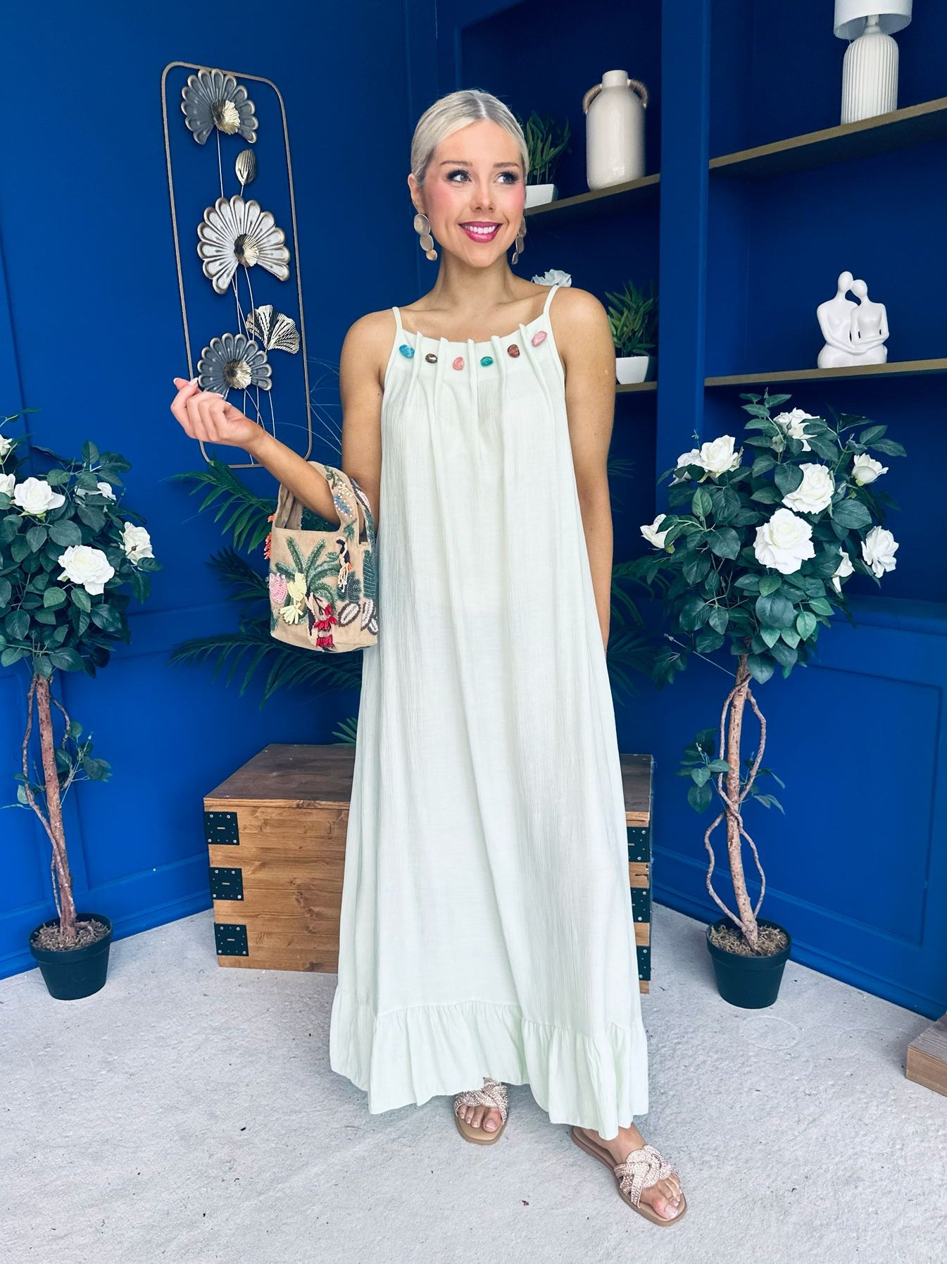 Ashley Beaded Para Maxi Dress Dress Mint