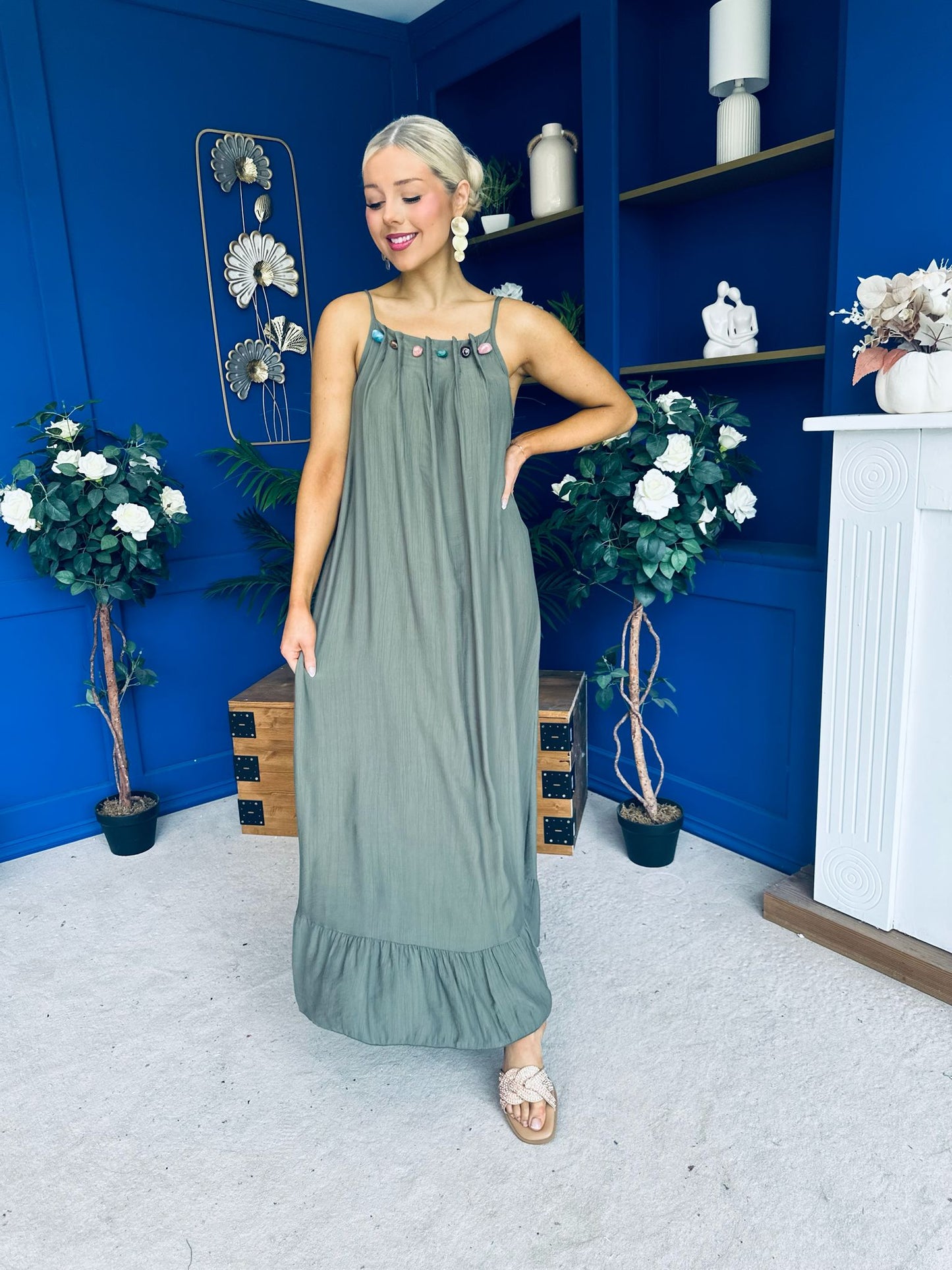 Ashley Beaded Para Maxi Dress Dress Khaki