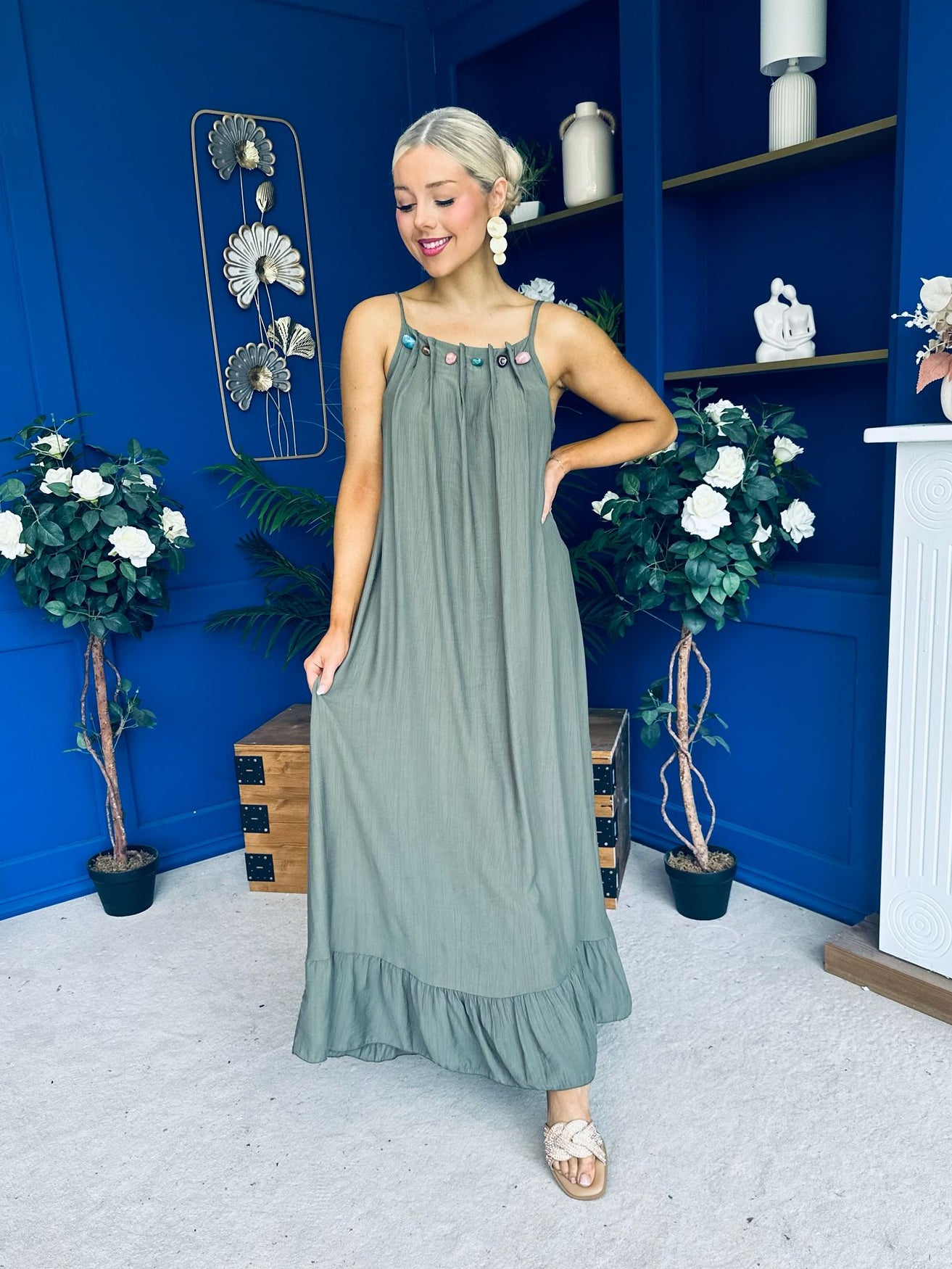 Ashley Beaded Para Maxi Dress Dress Khaki