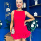 Anastasia Hem Detail Mini Dress Red