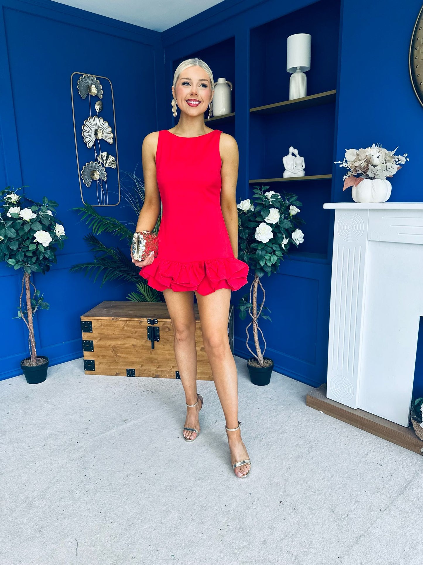 Anastasia Hem Detail Mini Dress Red