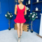 Anastasia Hem Detail Mini Dress Red