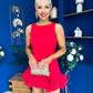 Anastasia Hem Detail Mini Dress Red