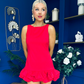 Anastasia Hem Detail Mini Dress Red