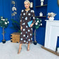 Lucy Detailed Midi Dress Blue Polka Coco