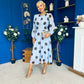 Lucy Detailed Midi Dress Coco Polka Sky Blue