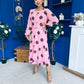 Lucy Detailed Midi Dress Coco Polka Pink