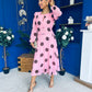 Lucy Detailed Midi Dress Coco Polka Pink