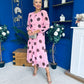 Lucy Detailed Midi Dress Coco Polka Pink