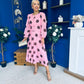 Lucy Detailed Midi Dress Coco Polka Pink