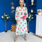 Lucy Detailed Midi Dress Pink Polka Green