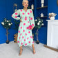 Lucy Detailed Midi Dress Pink Polka Green