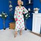 Lucy Detailed Midi Dress Pink Polka Green